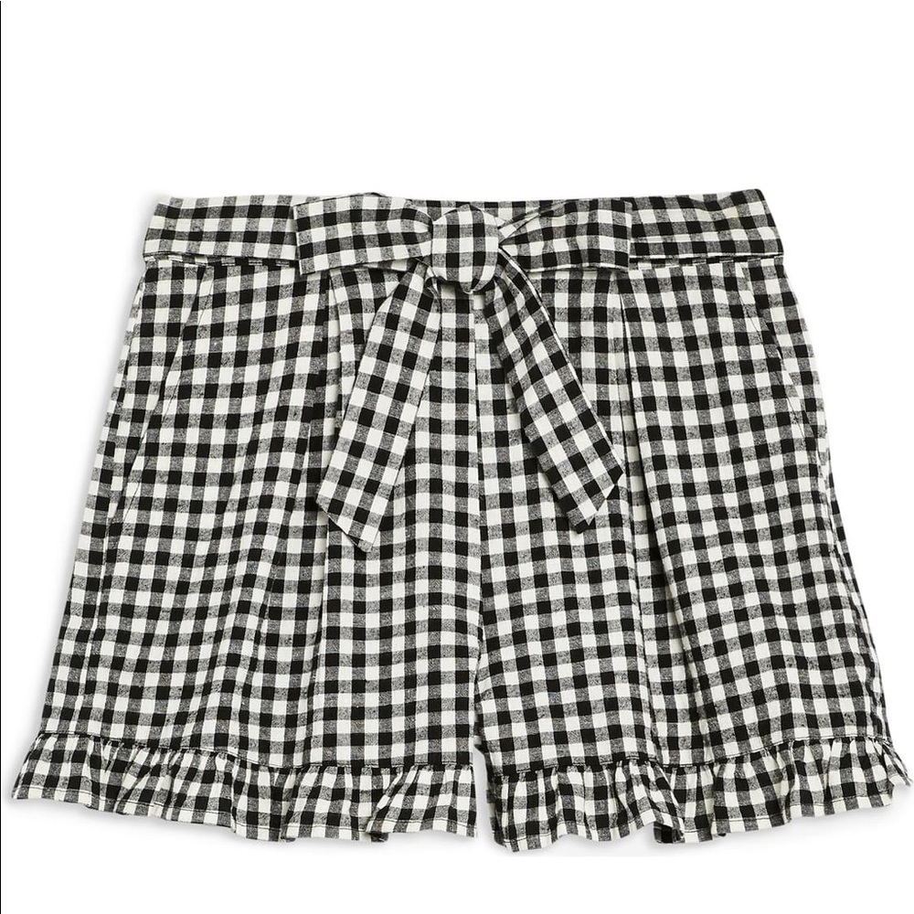 Topshop front tie gingham high waisted shorts
